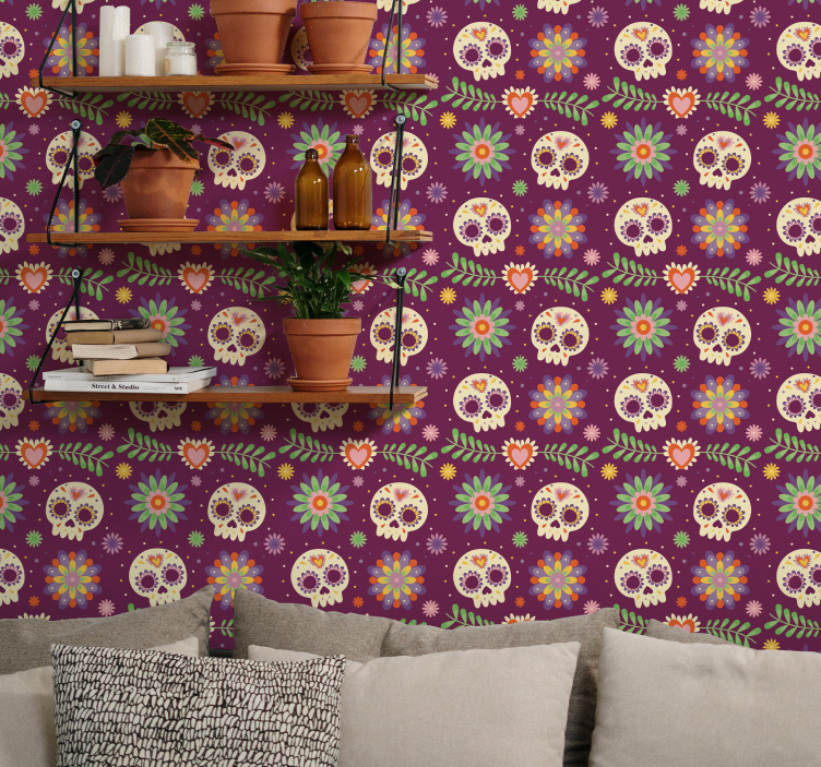 Soverom aztec skulls tapet - Tenstickers