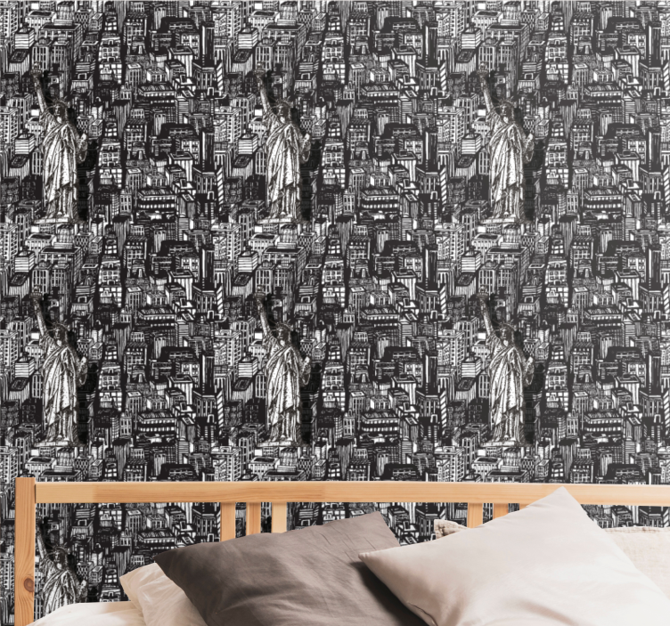 Statue urban collage tapet byer - Tenstickers