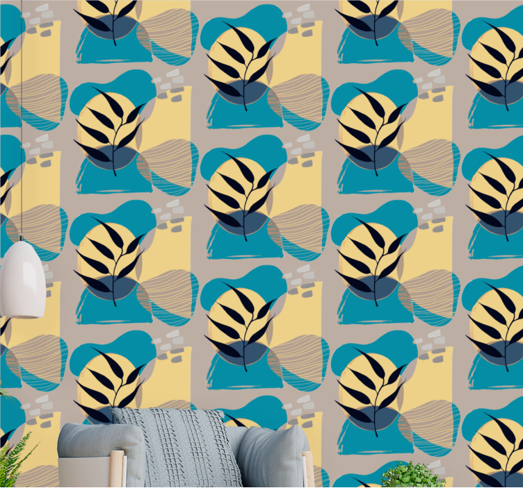 Stilisert bladmønster tapet blomste - Tenstickers