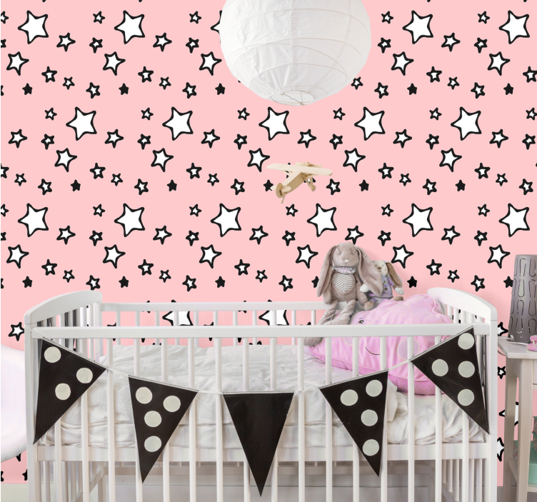 Rosa stjerner design tapet baby - Tenstickers