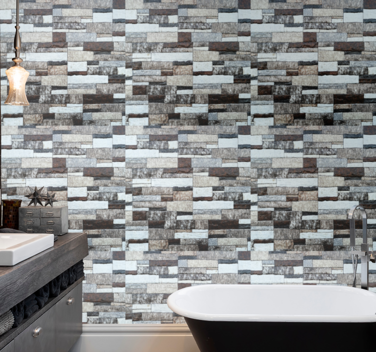 Grå elegant betong tapet bad - Tenstickers