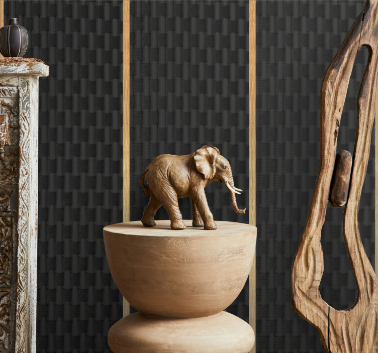 Svart fransk flettet i trestil tapet tre - Tenstickers