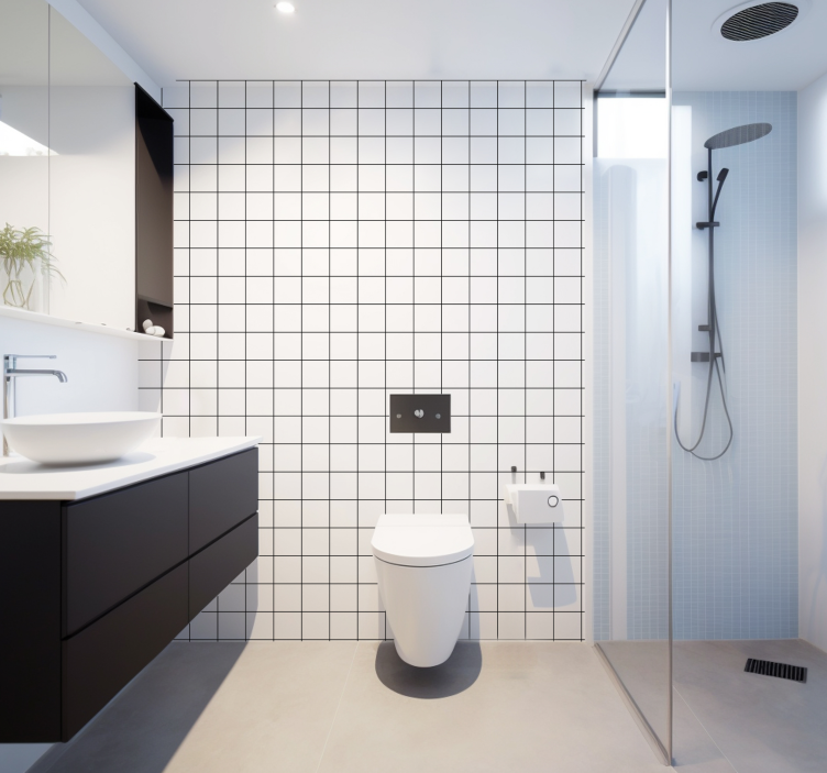 Svarte og hvite fine linjer tapet firkant - Tenstickers