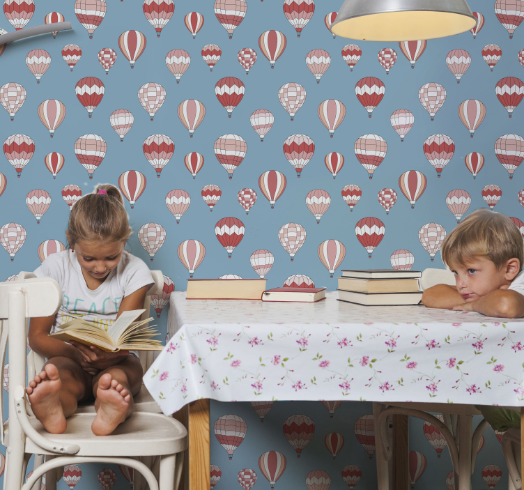 Barnes tapet rosa varmluftsballonger - Tenstickers