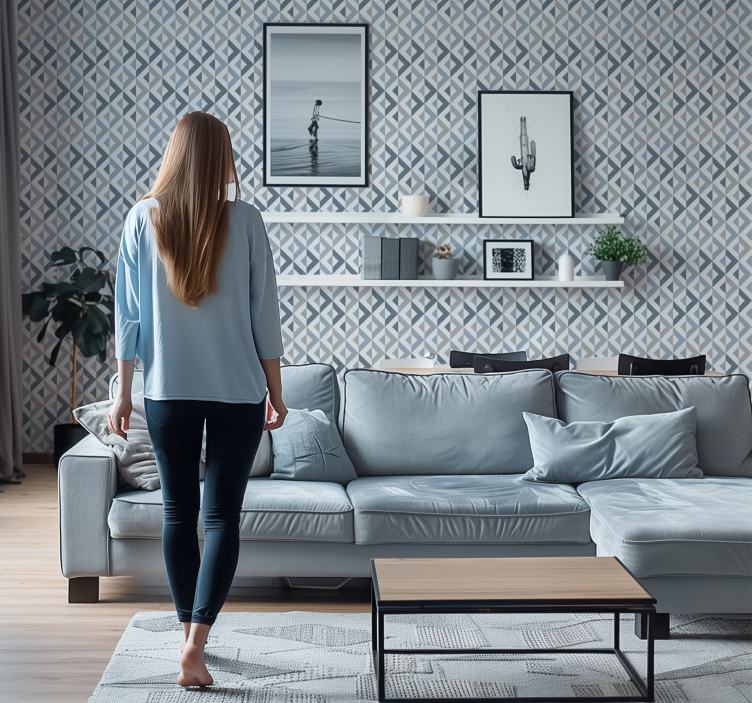 Tekstil effekt geometrisk tapet - Tenstickers