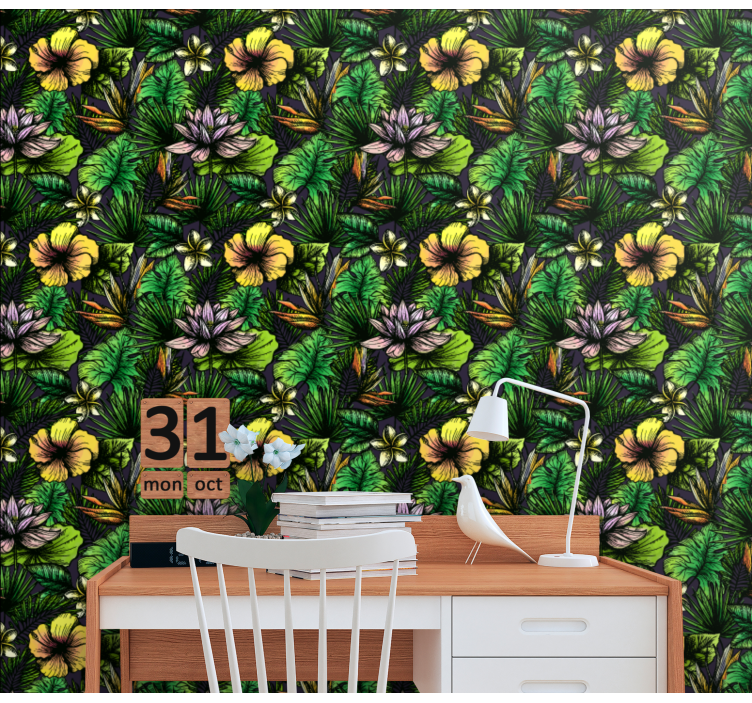 Tropisk blomst tapet natur - Tenstickers