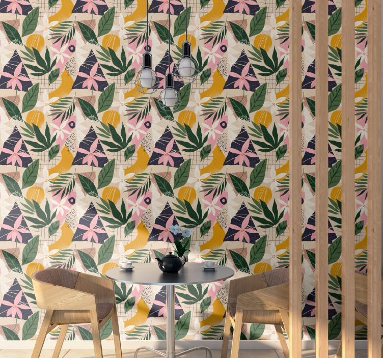 Tropisk flora mønster tapet natur - Tenstickers