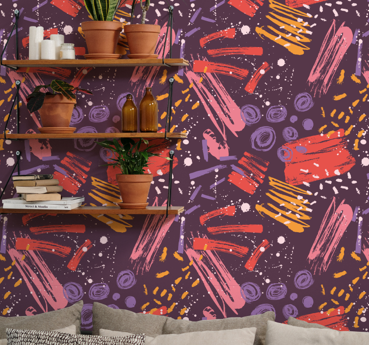 Uttrykksfulle penselstrøk tapet abstrakt - Tenstickers