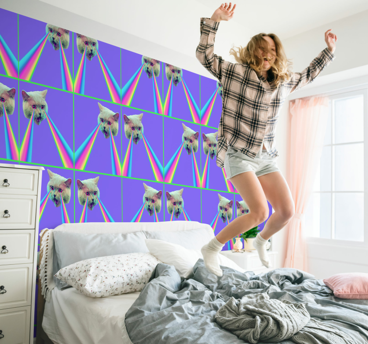 Vaporwave laser katt tapet - Tenstickers