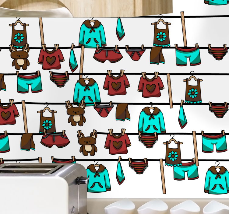 Vaskeri vask på nettet tapet kjøkken - Tenstickers