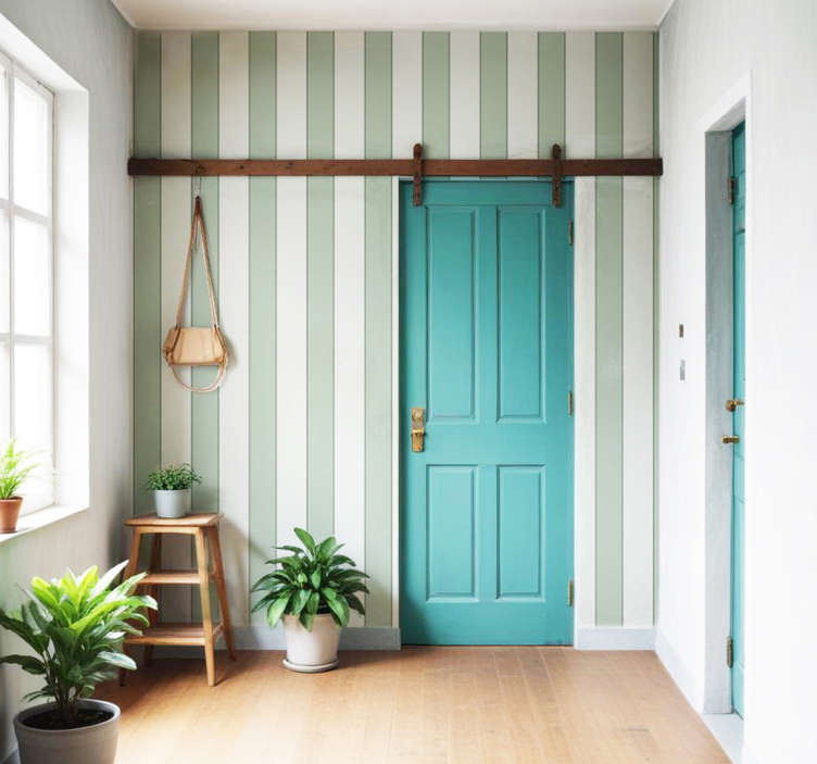 Vertikale grå striper tapet korridor - Tenstickers