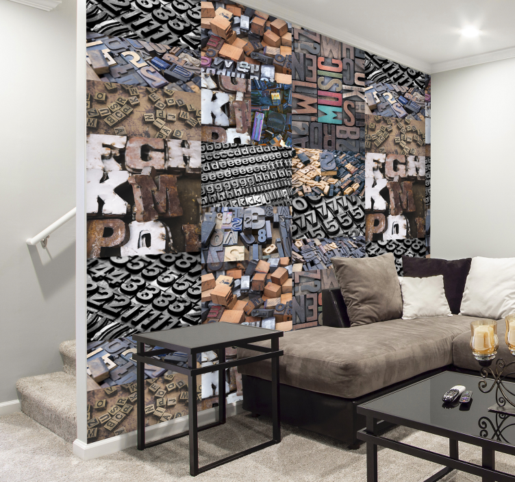 Vintage bokstaver tapet - Tenstickers