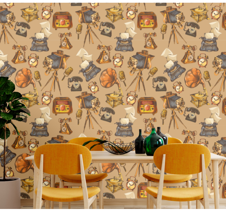Vintage objekt collage tapet vintage - Tenstickers