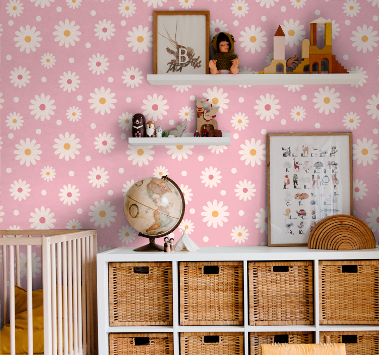 Vintage tusenfryd med rosa bakgrunn - Tenstickers