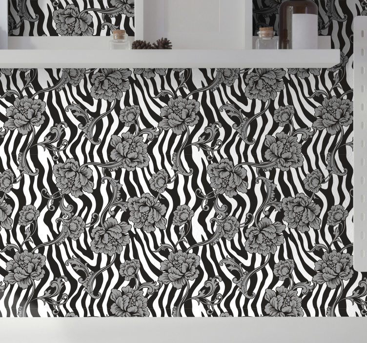 Zebra Stripe Floral Fusion Sebra tapet - Tenstickers