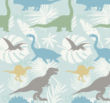 Pastellfargemønster dinosaur tapet - Tenstickers