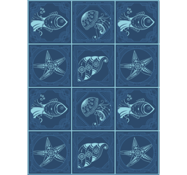 Tapet dyr med dekorative sjødyr - Tenstickers