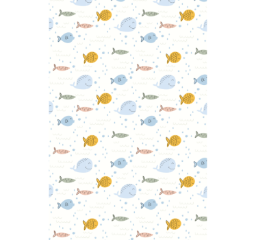 Tapet dyr tegneserie flerfarget fisk - Tenstickers