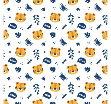 Tapet dyr tigerunge hode og libelle mønster - Tenstickers