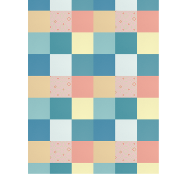 Tapet korridor fargerikt retro patchwork mønster - Tenstickers