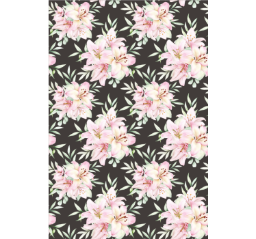 Tapet korridor akvarell liljer blomsterdesign - Tenstickers