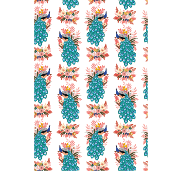 Tapet korridor påfugler blant blomster - Tenstickers