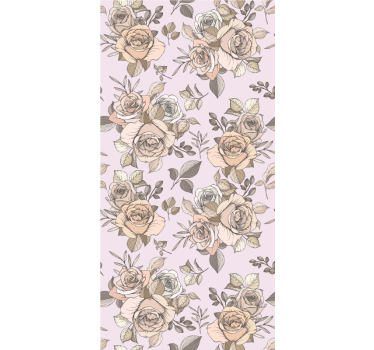 Tapet korridor med elegant rosemotiv - Tenstickers