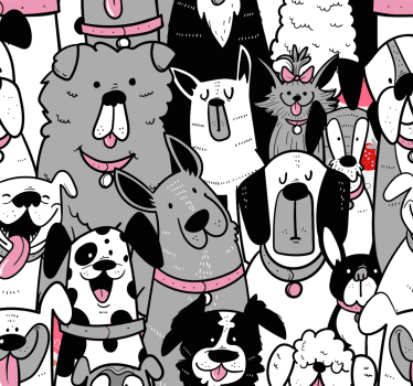 Hundekonturer barn tapet - Tenstickers