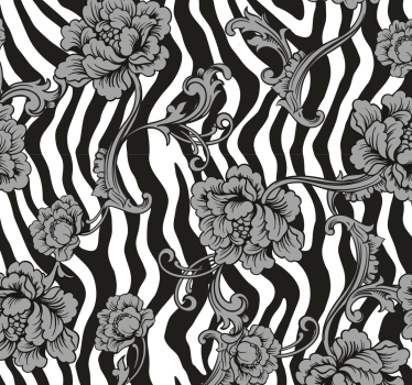 Zebra Stripe Floral Fusion Sebra tapet - Tenstickers