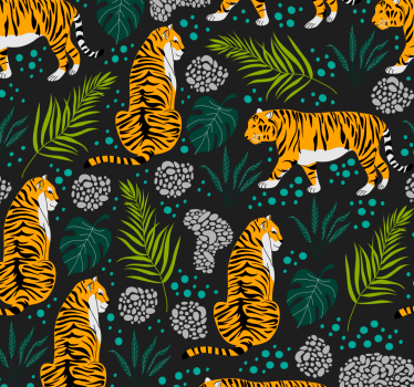 Svart bakgrunn med tigre kult dyr tapet - Tenstickers