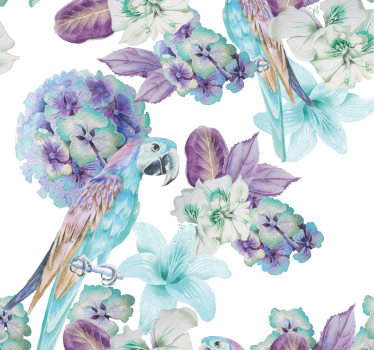Floral papegøye design tapet med papegøyer - Tenstickers