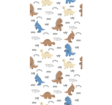 Lykkelig blå og brun dinosuaurs barn tapet - Tenstickers