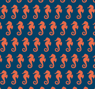 Oransje sjøhestmønster havliv tapet - Tenstickers