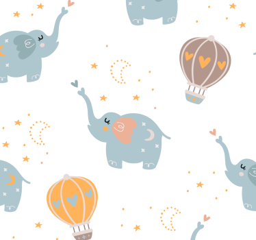 Elefanter varmluftsballonger elefant tapet - Tenstickers