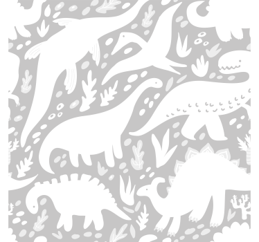 Dinosaur hvitt mønster kult dyr tapet - Tenstickers