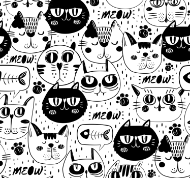 Svarte og hvite katter kult dyrtapet - Tenstickers