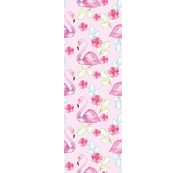 Blomsterflamingoer tapet dyr - Tenstickers