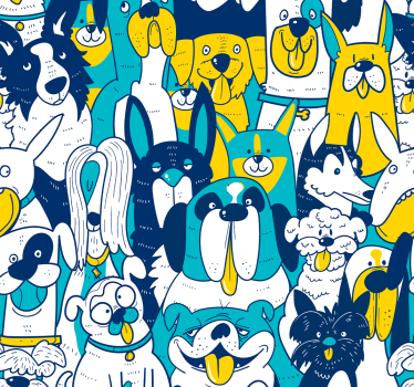 Hund sømløs mønster kult dyr tapet - Tenstickers