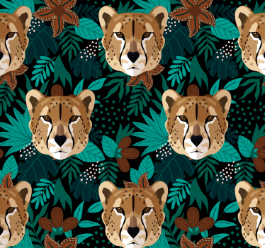 Leopard i tropiske blomster kult dyrtapet - Tenstickers