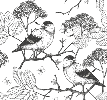 Fugler botanisk motiv fugletapet - Tenstickers
