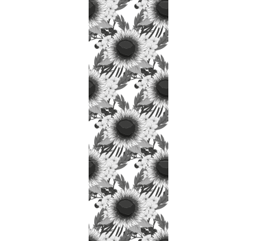 Svarte og hvite solsikker blomster tapet - Tenstickers