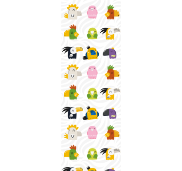 Eksotiske fugler tegneserie Moderne tapet - Tenstickers