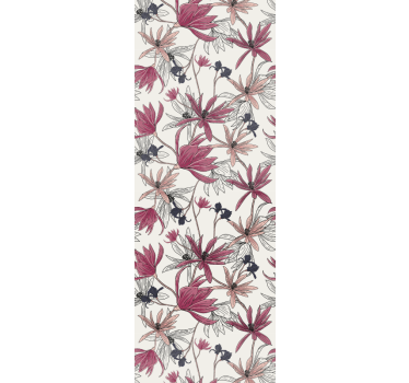 Forskjellige blomster på beige blomster tapet - Tenstickers