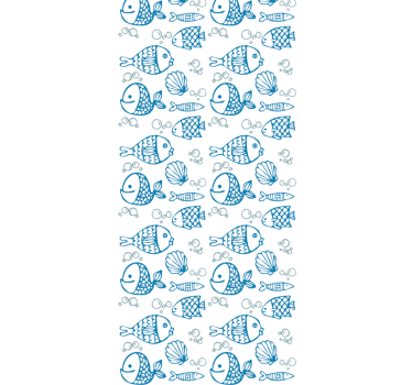 Flere tegnet blå fisk barne tapet - Tenstickers