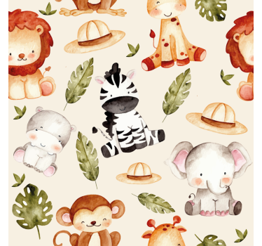 Beige safari barne tapet - Tenstickers