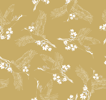 Flygende fugler botanisk fugletapet - Tenstickers