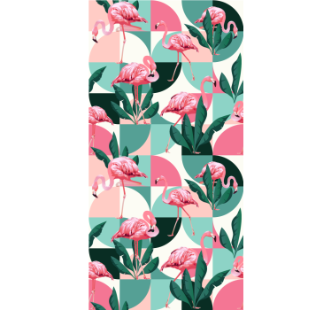 Flamingo tropisk mønster tapet jungel - Tenstickers