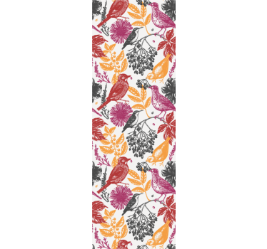 Fargerike blomster og blader fugletapet - Tenstickers