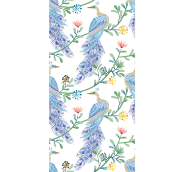 Elegant blått fjærmotiv fugletapet - Tenstickers