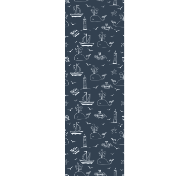 Hval nautisk scene tapet fisk - Tenstickers